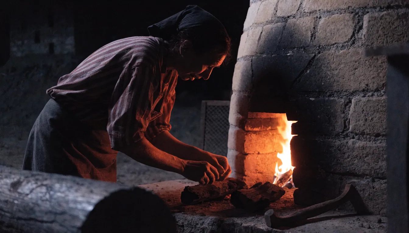 Le four ouvert après la cuisson, les pièces encore tièdes alignées à l'intérieur